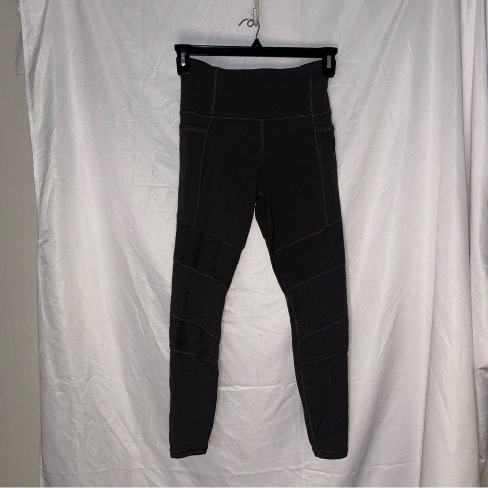 Athleta Inclination Moto Tight Leggings Workout Pants Dark Grey